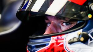A close-up photo of Pierre Gasly's eyes in his racing helmet