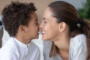 Happy mother and son