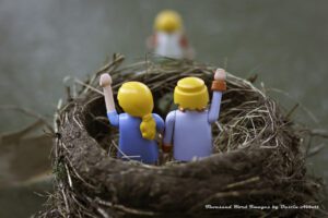 Image showing lego empty nest parents waving goodbye to child