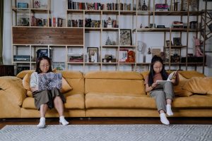 Mom and daughter working next to each other to show career planning for the empty nest