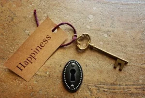 Key with happiness label to signify the gratitude project