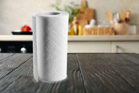 Image of a roll of paper towels in a kitchen