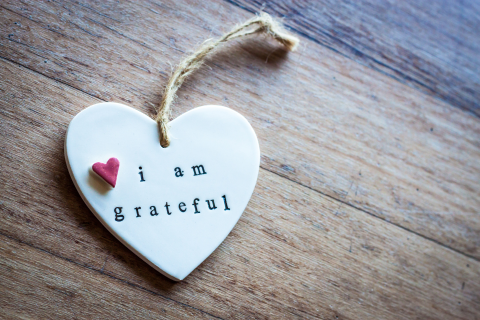 Heart ornament that says I am Grateful to show gratitude project