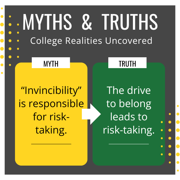 MYTH #7: “Invincibility” is responsible for risk-taking. TRUTH #7: The drive to belong leads to risk-taking.